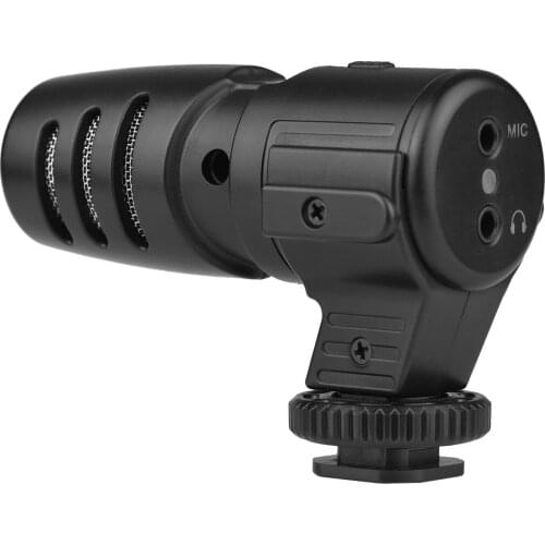 On-camera Cardioid Video Record Microphone with 3.5mm Monitoring Jack Volume Control Foam Windshield 1/4-inch Cold Shoe Mount