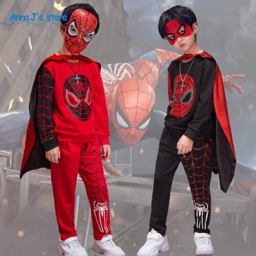 Boys Clothing Set Cotton Sport Suit Children Fashion Cosplay Costume Kid Tracksuit Clothes with mask birthday outfit halloween