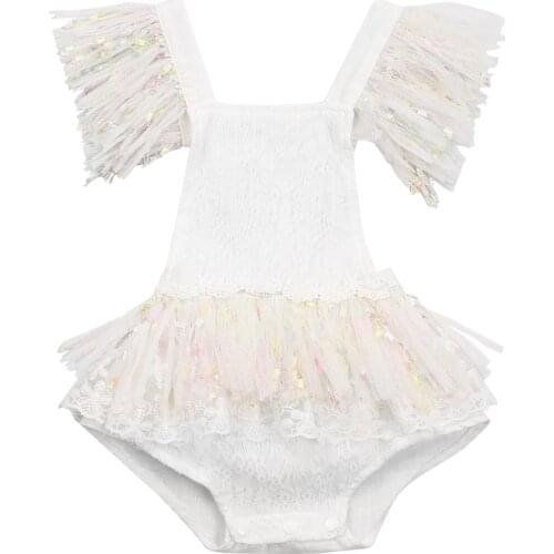 2021 Baby Girl Lace Ruffle Bodysuit Summer Cotton Sleeveless Tutu Skirt Romper Cake Smash Outfits 0-3Years