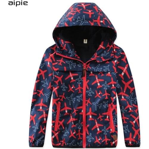 Boys Jackets outerwear Print pattern Windproof Double layer Fleece Lining thick style Children coats clothing