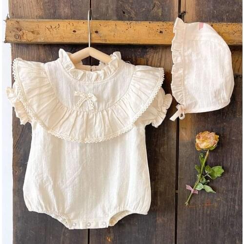 Summer Baby Girl Short Sleeve Rompers Kids Baby Girl Jumpsuit Kids Baby Girl Pure Color Lace Rompers Newborn Clothes Clothes