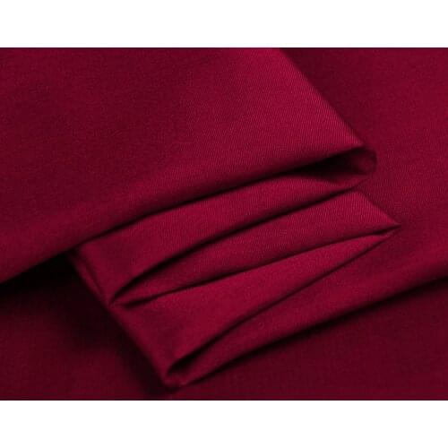 Silk Wool Twill Fabric140cm width 32mm/48%Silk+52%Natural Silk Fabric Suits Plush Fabric Wedding Party Dress Fabric Purplish Red