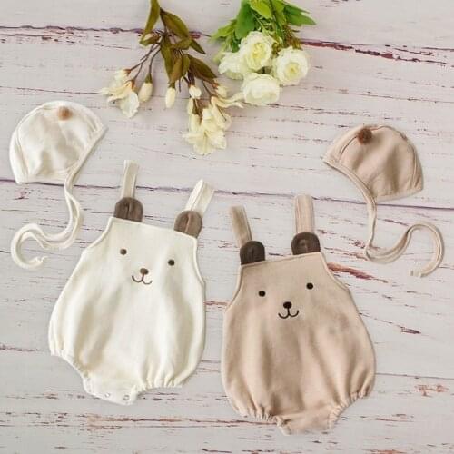 Fashion Baby Clothes Twins Jumpsuit Hat Set For Newborn Infant Girls Boys Linen Cartoon Rompers Summer 2019 Roupa Body Menina