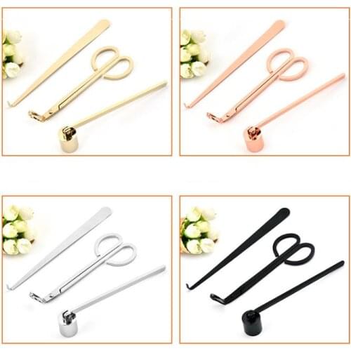 3pcs/sets Candle Accessory Set Stainless Steel Candle Snuffers Candle Wick Trimmer Candles Wick Dipper Candles Scissors Tool SN