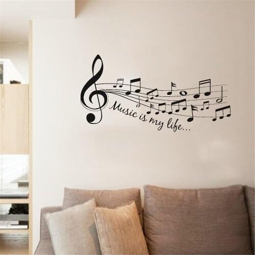 Music is my Notes Quote Wall Decals Music Wall Stickers For Living Room Music Room Home Decor Vinyl Art Mural DW10722