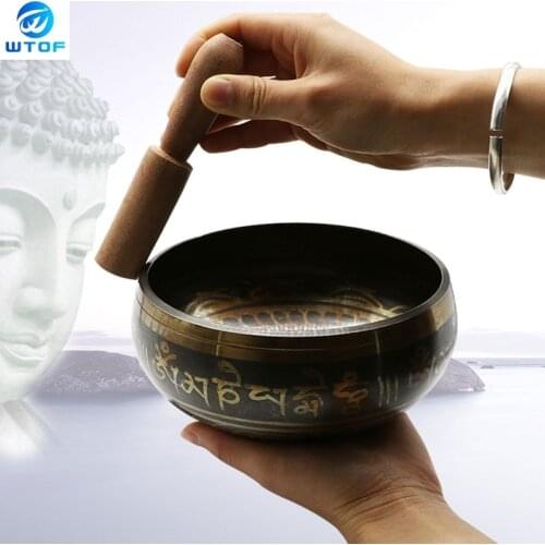Nepal Bowl Singing Bowl Manual Tapping Metal Craft Buddha Ring Bell Religious Earthenware Basin Tibetan Meditation Singing Bowl