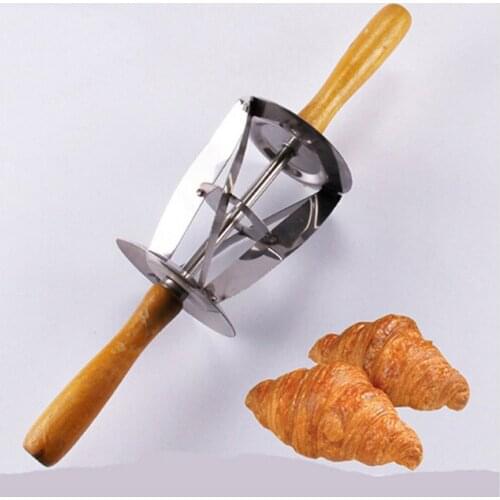 Croissant Cutter Roller Croissant Maker Slices Cake Bread Rolling Dough Cutter With Wooden Handle Kitchen Baking Tools