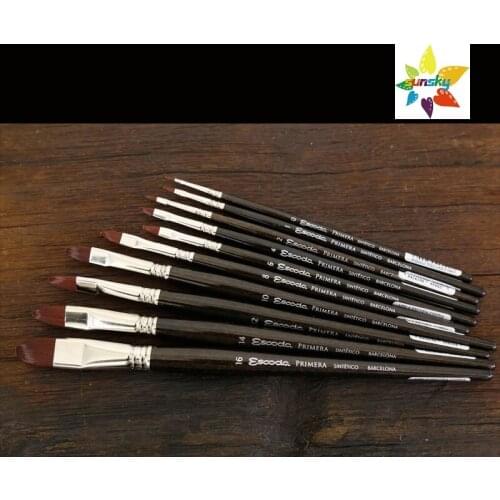 Original Spain ESCODA 1950 Acrylic oil painting brush Short flat head,Nylon hair short rod brush,acid and alkali resistance