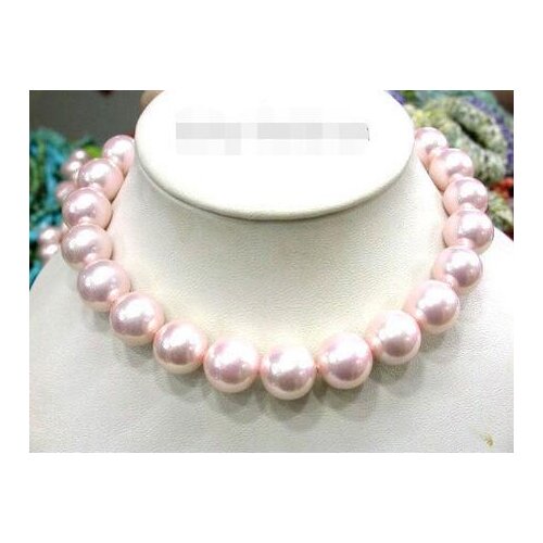 18" 16mm pink round south sea shell pearls necklace