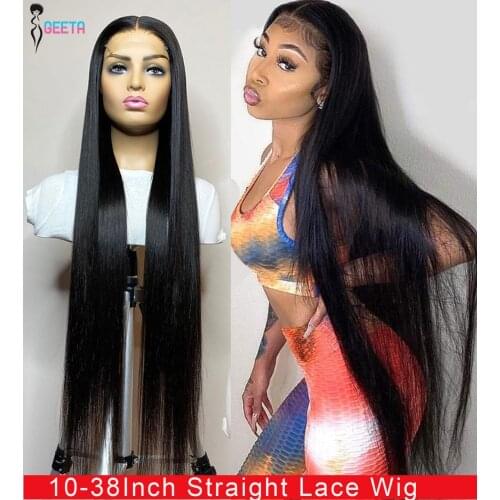32inch Lace Closure Wig Straight Lace Front Human Hair Wigs Short Bob Wigs for Women Human Hair 36Inch Long Brazilian Hair Wig