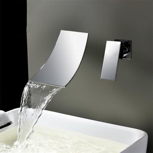 Waterfall Spout Basin Faucet Single Lever Chrome Bathroom Washing Basin Tap Widespread Lavatory Sink Mixer Crane