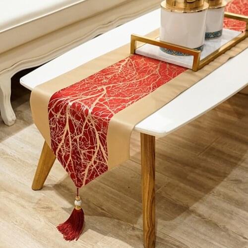 Modern Light Luxury Table Runners Tassel Chinese Style Coffee Table TV Cabinet Abstract Tree Wedding Party Decoration Tablecloth