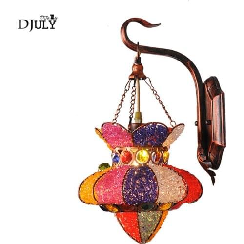 Mediterranean Plexiglass Colorful wall lamp Vintage Internet Cafe Restaurant wall sconces light retro loft decor home lighting