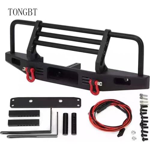 TONGBT Adjustable Metal Front Bumper for 1/10 RC Crawler Traxxas TRX4 Defender Axial SCX10 SCX10 II 90046 90047 KK1