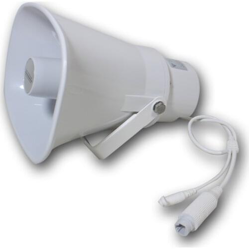 15/30w 24VDC or PoE long distance in-outdoor waterproof active IP network horn speaker with digital amplifier and RJ45 interface