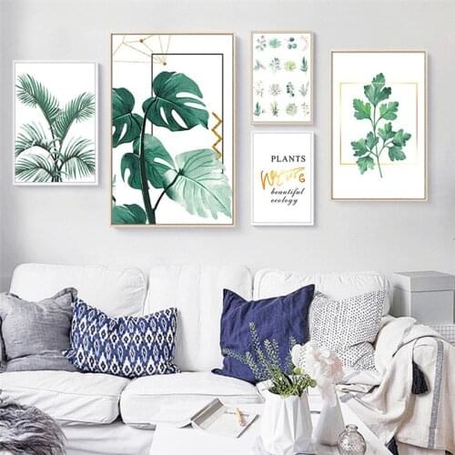 Green Plant Nordic Canvas Painting Green Plant Print Picture Plant Wall Art Home Decor Poster Living Room Kid Decor Picture