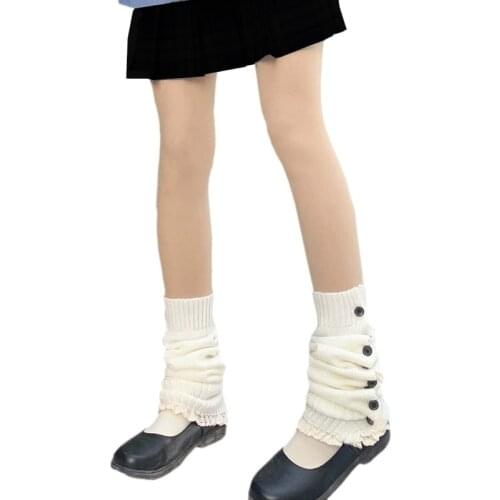 Japanese Style Women Girls Knitted Leg Warmers Cover Harajuku Student Casual Loose Stockings Lolita Kawaii Boot Socks M10 21