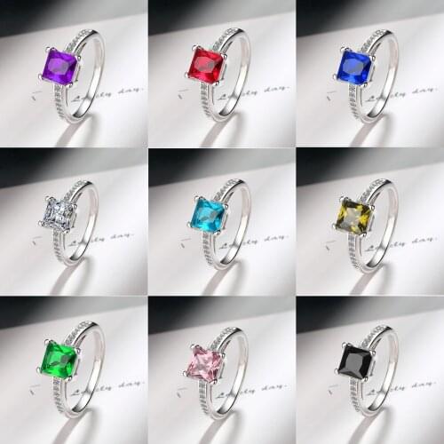 YH-ZL 925 Sterling Silver Crystal Wedding Female Rings for Women Simple Geometric Ring Sterling Silver Jewelry