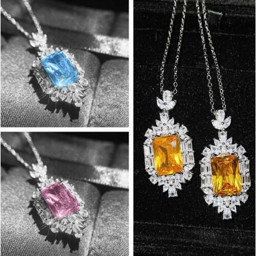 Super Flash Crystal Pendant Necklace For Women Jewelry Micro-Inlaiyed Zircon Yellow Flower Necklaces Female Choker Accessories