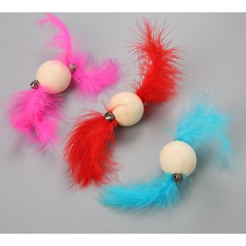 1PCS Random Color Cat Ball Toy Fake Feather Toy Cat Interactive Toy Cat Teaser Toy for Kittens Pet Cat Training Toys Legendog