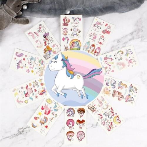 10Pcs Cartoon Color Unicorn Tattoo Set Temporary Tattoo Cute Fake Tattoo Sticker Waterproof Kids Tattoos Body Tatoo for Children