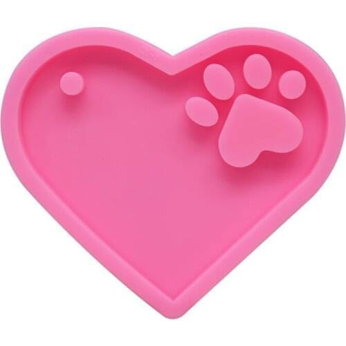 2 Pcs/Set Love Bear Paw Keychain Casting Silicone Mould DIY Crafts Plaster Soap Jewelry Pendant Making Epoxy Resin Mold