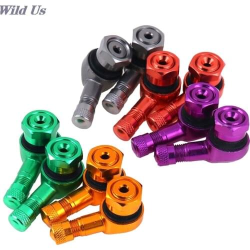 2 X CNC Motorcycle 90 Degree Angle Wheel Tire Stem Tubeless Valve Aluminum