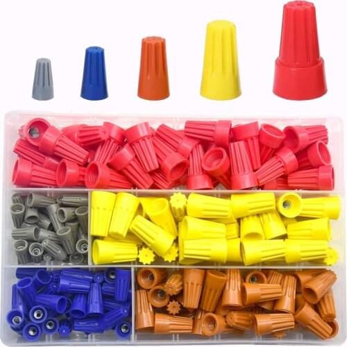 200 Pcs Electrical Wire Nut Connector Terminals Spring Cap Screw Twist Connector Assortment Set (SLXM)