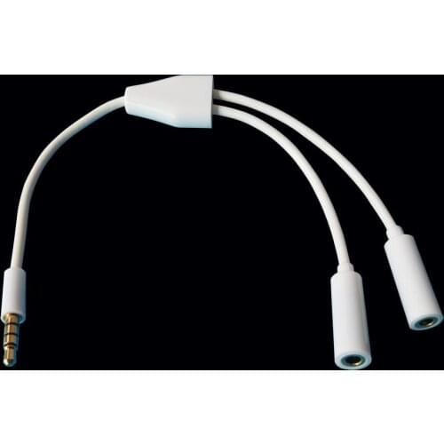 4Pole 3.5 Jack to 2 Socket Y Splitter Microphone Cable Extension Audio Cable