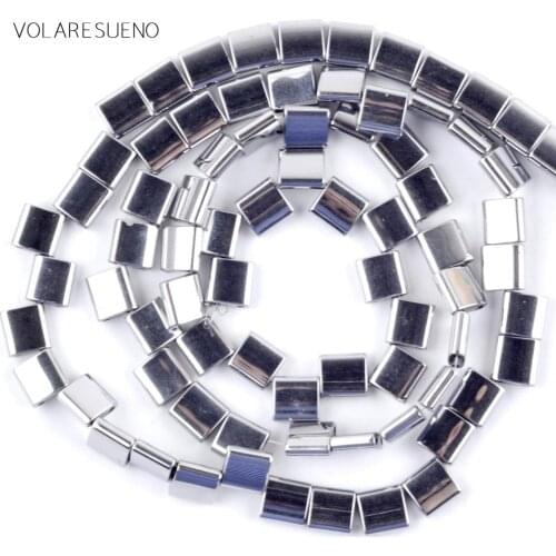 5*2/5*5/6*6/6*4mm Natural Silvers Hematite Stone Square Cube Beads Spacer Loose Beads For Jewelry Making Diy Bracelet Strand15"