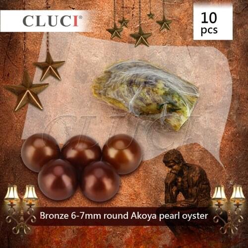 CLUCI New Arrival bronze pearl oysters with pearls, akoya beads for jewelry making 10pcs 6-7mm free shipping WP185SB