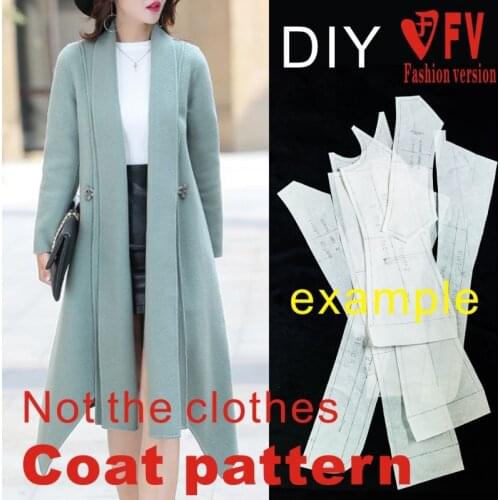 Ladies double-sided woolen long coat coat pattern clothing cutting drawings BFY-166