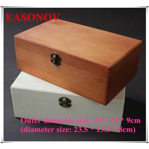 EASONOV 25*15*9cm Rectangular clamshell wooden box wooden storage box jewelry box