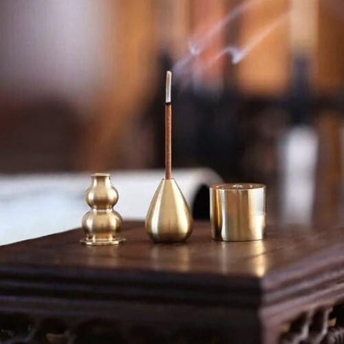 3pcs Brass Gourd Incense Burner Holder For Thick Handmade Tibetan Coil/Sticks Home Decoration Decors Brass Incense Burner