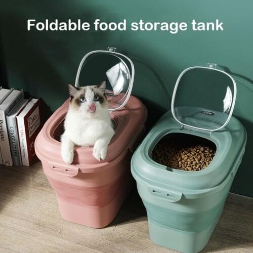 Cat Dog Food Collapsible Storage Container Pet Moisture-proof and Fresh-keeping Sealed Food Storage Barrel Puppy Accessories