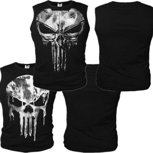 The Punisher Cosplay Costumes Skull Vest Tank Top Daredevil T-shirt Cotton T shirt