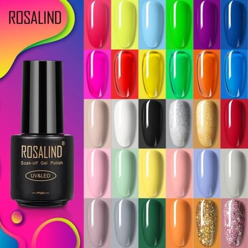 ROSALIND Nail Gel Polish Neon Luminous Hybrid Varnish Manicure Semi Permanent UV Gel Nail Art Base Top Coat Gel Nail Polish New