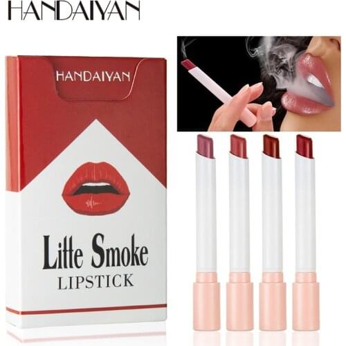 Hot 4 Colors Cigarette Lipstick Sets Velvet Matte Long-lasting Waterproof Lip Stick Sexy Red Shimmer Women Lips Makeup TSLM2