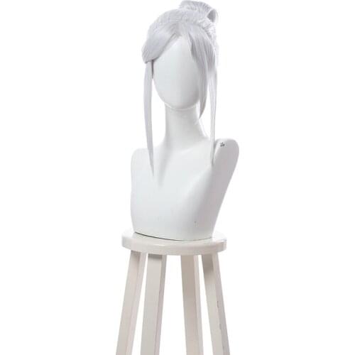 Game Valorant Jett Cosplay Silver White Short Heat Resistant Synthetic Hair Hallowen Carnival Party Role Play + Free Wig Cap