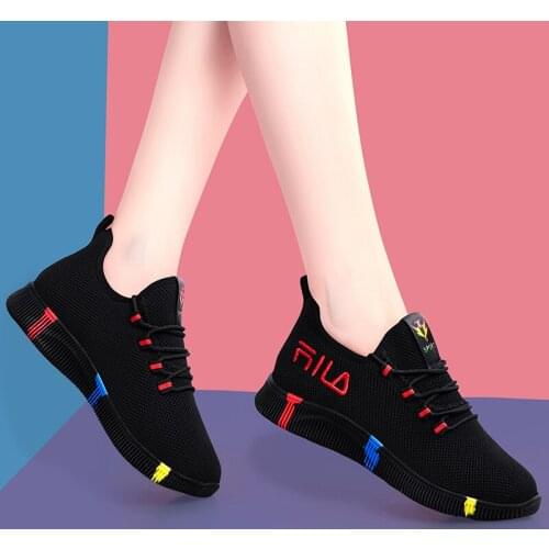 Classics Trendy Women Fly Weave Shoes Sneakers Soft Soled Ladies Running Shoes All-match Walking Shoes Ladies Vulcanized Shoes