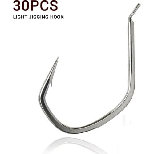 30PCS Jigging Hooks Saltwater SJF39-1/0.2/0.3/0.4/0 Fishing Hooks Japan For Slow Hook Jigging Head Hook Fishing Accessories