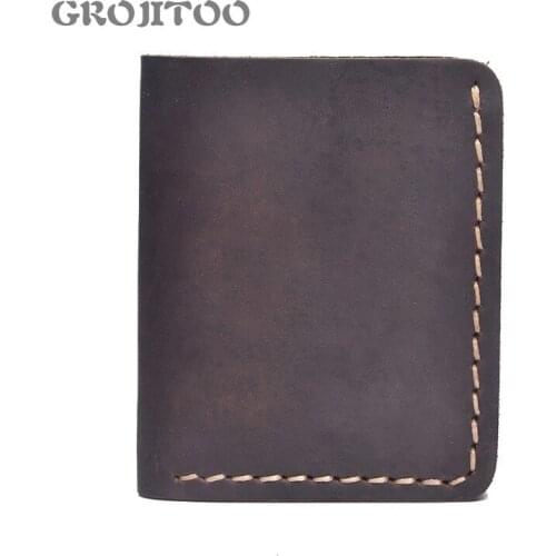 GROJITOO mens wallet Crazy Horse leather wallet trendy mens first layer cowhide genuine leather mens bag