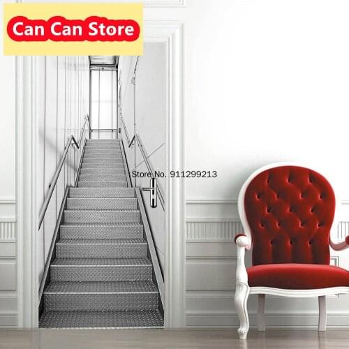 Long Staircase Stickers 3D Para Sala Home Goods Living Room Art Door Stair Steps Pattern Removable Wallpaper Papel de Parede