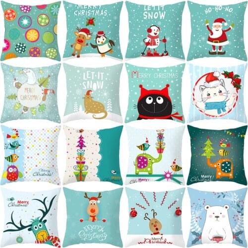 Polyester Fiber Green series Christmas 2019 Pillow Cover Sofa Cushion Home Decorative Pillows Cover
