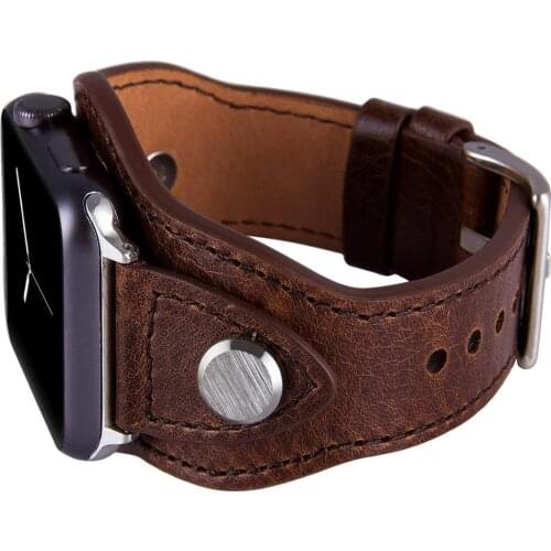 Cuff Bracelet For Apple watch series 6 se 5 4 3 Genuine Leather watchband iWatch band 42mm/38mm strap Apple watch band 40mm 44mm