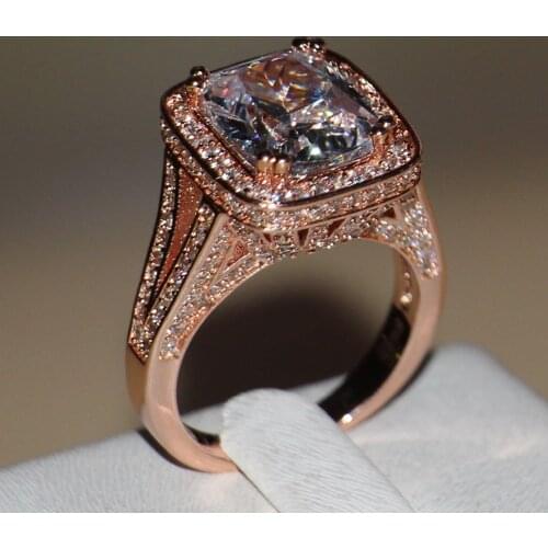 Luxury 192 pcs Tiny 5A CZ Women Lxuury Jewelry Princess 925 Silver Rose gold Pave Setting Wedding band Ring Gift Size 5-11