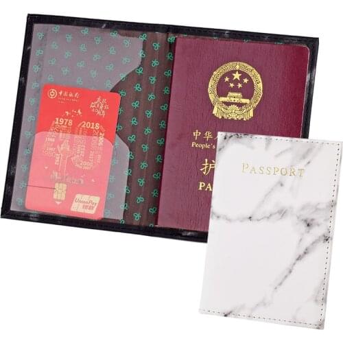 Russian Marble Leather Passport Cover for Men Women Travel Credit Card Case Holder ID Documents Pouch Bag