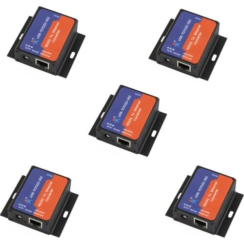 Q18041-5 5PCS USR-TCP232-302 Tiny Size Serial RS232 to Ethernet TCP IP Server Module Ethernet Converter Support DHCP/DNS