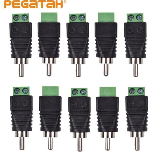 10pcs JR-R59 Male RCA plug with audio to terminal block for cctv system
