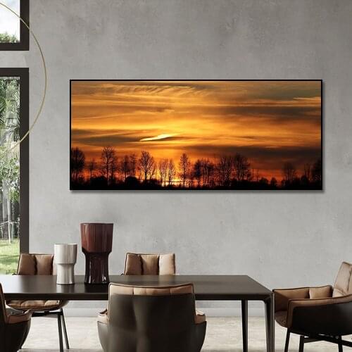 Modern Abstract Landscape Wall Art Canvas Painting Sunrise Seascape Posters and Prints on Canvas Picture for Livingroom Decor